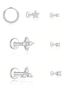 Pendientes de plata de ley 925 con flores de moissanita para mujer, aretes clásicos minimalistas, regalo de boda o para mamá, joyería fina