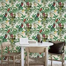 1 Roll Of Tropical Bird And Flower Peel And Paste Wallpaper 17.7inX39.3/118.1/196.8in Waterproof Oil Draining Detachable Self-Adhesive Furniture Renovation Living Room Kitchen Bedroom Dormitory Decoration Furniture Renovation Floral PaPtterns | PVC Material Room Decor Home Decor Wall Decor Bathroom Bathroom Decor Wall Paper Wallpapers