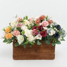 1 Stück künstliche Blumenbestickung, Seidenrosen Strauß, elegant und realistisch, Arrangement aus Seidenblumen für Innenräume, Vase für Esszimmertisch, Brautstrauß, Hochzeitsdekoration, Frühlingsdekoration, Klassenzimmerdekoration, Hochzeitsbogen, Blumenwand, Handblume, Kopfschmuck Kranz, Vase Dekoration
