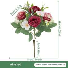 1 Stück künstliche Blumenbestickung, Seidenrosen Strauß, elegant und realistisch, Arrangement aus Seidenblumen für Innenräume, Vase für Esszimmertisch, Brautstrauß, Hochzeitsdekoration, Frühlingsdekoration, Klassenzimmerdekoration, Hochzeitsbogen, Blumenwand, Handblume, Kopfschmuck Kranz, Vase Dekoration