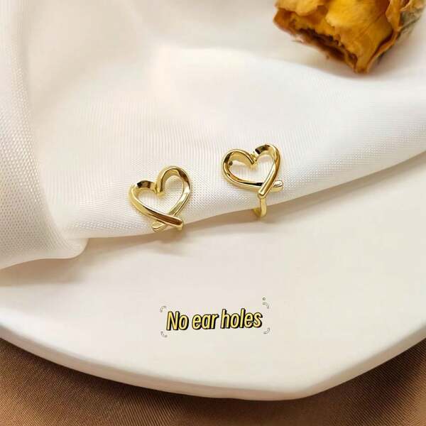 1 Piece Ear Clip Without Ear Piercings Small Love Yellow White Sterling Silver Jewelry Jewelry Women Suitable For Weekday Clothing