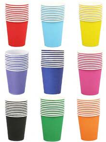 10 piezas de vasos de papel de colores desechables, vasos para bebidas frías, vasos de café, accesorios de fotografía adecuados para zumo o té, reuniones de oficina, viajes familiares, vasos de unicolor sin electricidad, celebraciones festivas, fiestas de cumpleaños, meriendas, fiestas en casa u oficina, decoración del hogar, del dormitorio, almacenamiento, decoración de jardín, con artesanía exquisita y combinación de moda - Multicolor - Ver 11