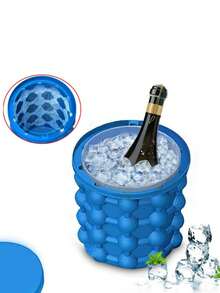 1 pieza - Cubitera y molde de cubitos de hielo 2 en 1 duradero de silicona - Perfecto para bares y clubes - Azul - Ver 2