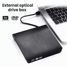 A Black External Disc Drive, 8-In-1 USB3.0 Ultra-Thin Portable, USB3.0+Type-C External Mobile DVD Burner HD Player, Portable CD/VCD/DVD Player, Plug-In Expandable Burner For Burning, Reading And Playing On Laptops And PCS. Supports Windows/Linux