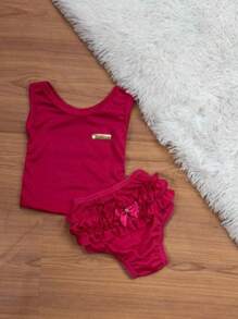 Kit 10 peças 5 calcinha bunda rica com 5 blusinha regata menina 3-6 meses
