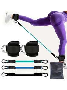 6pcs Ankle Resistance Bands Set - Leg And Thigh Training Equipment With Adjustable Straps, Durable TPE Material For Effective Workout - Black - View 11