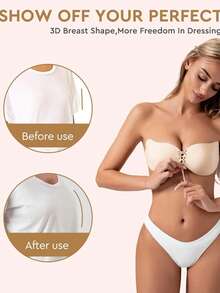 Sticky Bra Backless Backless Strapless Bra Push Up For Women Dresses - Apricot - View 3