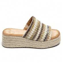 Mules à Plateforme Tressée Avec Semelle Corde Et Motif Tissé Fantaisie - Màu Khaki - Xem 2