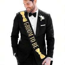 Groom To Be Bachelor Party Sash Black Gold Bowknot Design | Elegant Wedding Boutonniere Set | Pre Wedding Party Celebration Decor & Photo Prop Supplies