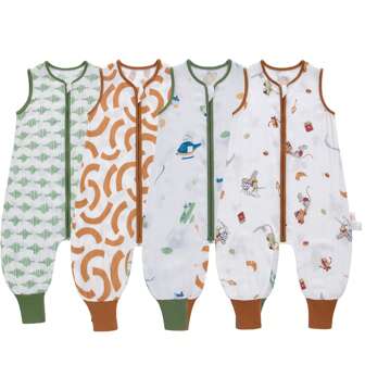 1 Pc Sleeveless Baby Sleep Sack, Summer & Autumn, Lightweight Bamboo Cotton Muslin Separation Leg Design For Infants, Unisex