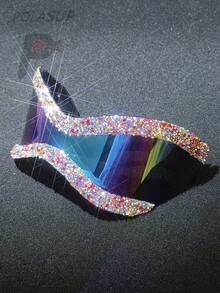 1 buc. Ochelari integrați cu strasuri BlingBling, vizieră sport punk mare, ochelari la modă Y2K, material PC, temă cultura pop, nu necesită alimentare - Multicolor - Vizualizare 4