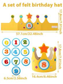 1Set Crown Shaped Birthday Decorative Hat,Felt Adjustable Crown Birthday Hat With Number 0-9 Including Five Styles,Birthday Party Decoration,Photo Props Decor,DIY Decorative Hat,1st Birthday Party Accessory,Dress Up Headwear,Babyshower,Gender Reveal Party Decor,Party Favors,Holiday Party Supplies