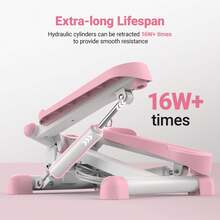 MERACH Steppers For Exercise, Space-Saving Stair Stepper With Resistance Bands, Mini Stepper For Home And Office Use With 330LBS Loading Capacity, Hydraulic Fitness Stepper With LCD Monitor - Pink - View 8