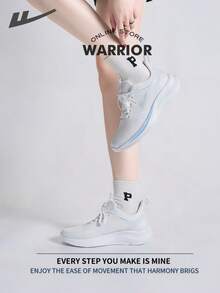 Warrior Fashionable Retro Sports Shoes For Women Spring And Summer Lightweight Comfortable Breathable Running Shoes Modest Style Casual Sneakers Applicable Throughout The Yearwear-Resisting All-Day Wear Training Sneakers Little White Shoes - White/Blue - View 4