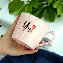Elegant His & Hers Marble Coffee Mugs - 12oz Wedding Gifts For Bride & Groom, Bridal Shower, Anniversary Presents - Ceramic Couples Cups For Married Partners - Pink - View 5