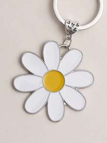 1pc Cute Zinc Alloy Glazed Daisy Flower Keychain, Charm Accessory, Suitable For Daily Use - Multicolor - View 4