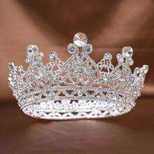1pc Gold Luxury Rhinestone Princess Crown For Bridal Wedding Dress Accessory - Gold - View 13