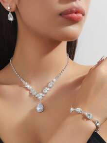 4pcs Gold Jewelry Set For Women, Minimalist & Practical Multi-Function - Gold - View 4