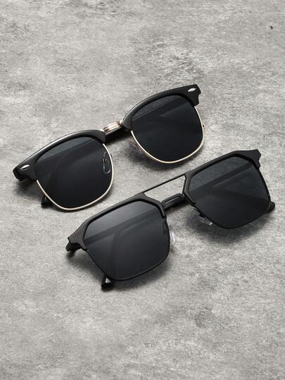 2 Adet Retro Metal Çerçeveli Güneş Gözlüğü, Klasik Unisex Açık Hava Seyahat Plaj Tatil Günlük Dekorasyon Güneş Gözlüğü, UV Korumalı Sürüş Gözlükleri