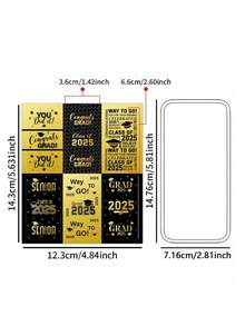 30pcs/5sheets Black & Golden Class Of 2025 Graduation Mini Candy Bar Wrapper, Congrats Mini Chocolate Bar Label Stickers, Grad Party Favor, Graduation Party Decoration, No Candy - Multicolor - View 3