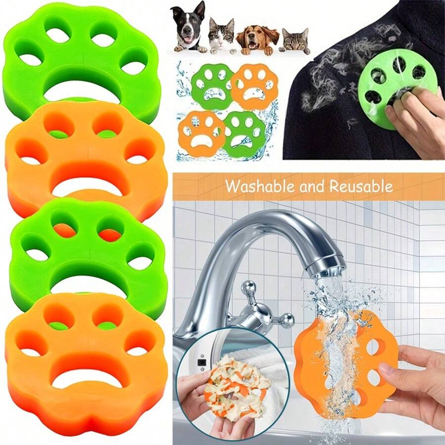 12pcs Reusable Silicone Hair Remover Sticky Lint Roller For Easy Laundry Pet Hair Removal, Sticky Dust Cleaner, And Washing Machine Accessory,Pet Hair Remover, Clothes Dryer Cleaning Catcher For Laundry, Dusting & Fur Removal - Multicolor - View 1