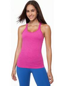 Yoga Racerback Tank Top For Women With Built In Bra,Women's Padded Sports Bra Fitness Workout Running Shirts - 紅色 - 查看 1