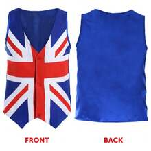 Union Jack Waistcoat, Bow Tie & Bowler Hat – British Flag Fancy Dress Costume For Men & Women – Eurovision, Royal Events, Stag Parties & National Celebrations - Union Jack Costume, British Bowler Hat Outfit, Best Of British Fancy Dress, Uk Flag Waistcoat, Eurovision Costume, Royal Celebration Outfit, Patriotic Costume, Mens British Vest, Novelty Bowler Hat, Unisex British Dress-Up - red white and blue - View 5