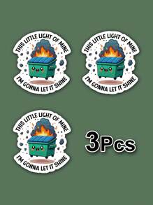 "This Little Light Of Mine, I'm Gonna Let It Shine" Humorous Sticker. The Cartoon Pattern Of Burning Trash Cans Decorate Your Laptop, Water Bottle, Journal, Skins, Guitars, Helmets, Office Supplies, School, Skateboards, Luggage, Water Bottle, And Other Funny Vinyl Record Waterproof Decal,School Supplies,Back To School