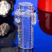 3pcs Transparent PP Plastic Waterproof Cigarette Case & Lighter Holder, Mini Creative Dual Use Waterproof Cigarette Box & Lighter Case, Cigarette Storage Box - Transparent - View 2