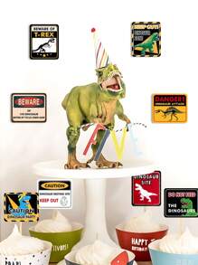 12Pcs Dinosaur Wall Signs,Dinosaur Party Funny Warning Tags,Dinosaur Theme Birthday Party Decor,Wedding Supplies,Bridal Shower Favors,Babyshower Decor,Gender Reveal Party Supplies,Jurassic Decorations,Holiday Party Favors,Party Background Decoration,Photo Booth Props