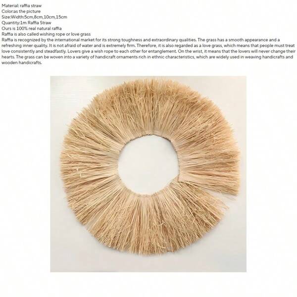 1m Adornos de borlas de paja de ratán natural para decoración de fiestas, bodas, salas de estar y dormitorios