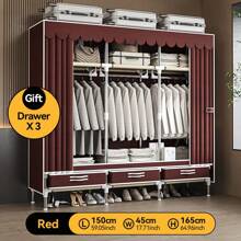Cloth Wardrobe Freestanding Closet | Metal Frame With Fabric Cover | Multi-Compartment Organizer | Easy Assembly | Includes Hanging Rod, Drawers And Shelves | Space-Saving Design For Bedroom Storage And Accessories | Modern Closet Design, Clothes Organization, Portable Wardrobe