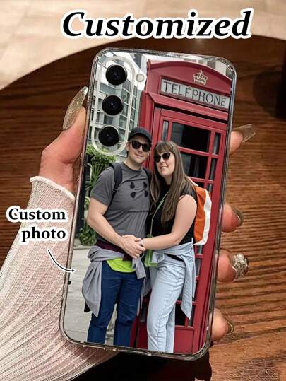 Funda protectora de teléfono con pintura perforada y transparente, revestimiento antirraídas, personalizada con foto, adecuada para iPhone15/iPhone14/iPhone13/iPhone16/iPhone16Pro/iPhone16Plus y otros modelos de Galaxy.