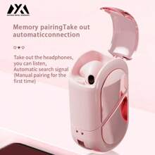MEIYIXING DIGITAL TECHNOLOGY Innovative Dual-Function Integrated Rotating Mini Heart-Shaped Wireless Headphones - Suitable For Sports And Travel, Stereo Headphones, Compact And Portable. Equipped With Wireless 5.4 Technology And USB Charging Case
