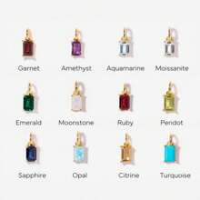 CIREY 18K Gold Plated Rectangle Birthstone Pendant Necklace With Colorful Cubic Zirconia For Women, Titanium Steel