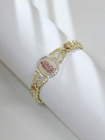 Mexican Charm Religious Belief In Wearing Ornaments, Tricolor Virgencita Bracelet Festival Celebrates Gifts, Catholic Jewelry, Protecting Blessing Jewelry Gifts For Men And Women