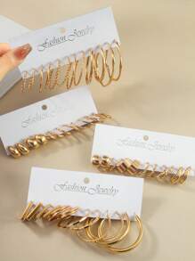 Conjunto de 36 a 12 brincos femininos quadrados geométricos e metálicos da moda, acessórios de joia minimalistas, elegantes e chiques, adequados para o dia a dia e encontros, presente ideal para feriados