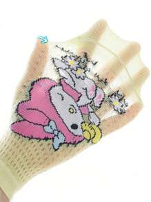 Disney 5 Pairs Girls/Kids/Baby Kuromi, Rabbit, Mesh, Pink/Green/Blue/White/Purple Multi-Color Heart, Bow, Flower, Letter Print Casual Sports Style Socks, Suitable For Spring/Summer, Thin, For School And Casual Wear