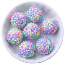 Fashion 18x20mm 10/20pcs Pack Mix Colorful Custom Confetti Color Resin Rhinestone Ball Beads For DIY Beadable Pen Keychain Chunky Bubblegum Necklace Bracelet Jewelry Making