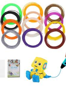 Pluma de dibujo 3D + Pla 50m Bolígrafo de impresión DIY Lápiz 3D Niños y niñas Juguete de dibujo 3D Herramienta de arte Regalo de cumpleaños/Navidad - Blanco y Negro - Ver 4