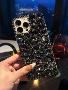 Ốp điện thoại thời trang đính đá sapphire đen lấp lánh, tương thích với iPhone 16promax 16pro 16plus 15promax 15plus 14promax 13promax Galaxy S23 S24 S25Edge. Chống nước, chống sốc, chống rơi, chống trầy xước. Quà tặng mùa xuân, sinh nhật, tiệc tùng. - màu đen - Xem 5