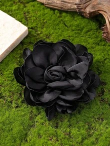 1pc New Handmade Burned Edge Floral Fashion Holiday Party Brooch, Unisex - Black - View 5