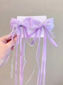2pcs Teen Chinese Style Bow Ribbon Hair Clips, Hair Accessories - Bow - View 7