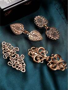 Yanxyad 1/4件复古毛衣披肩夹 复古腰部服装夹 束腰带扣 围巾夹，金色花朵图案胸针，围巾扣合金服装胸针，束腰夹，衬衫胸针夹，胸针夹礼品 - 亮金 - 查看 5