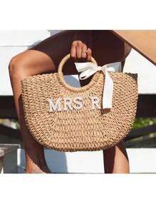 Borsa di paglia personalizzata, borsa da spiaggia personalizzata per signore, cestino di paglia personalizzato, borsa per festa di addio al nubilato, borsa da spiaggia personalizzata, borsa di paglia, borsa personalizzata, regalo per la festa della mamma, università