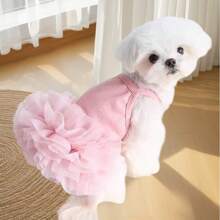 1pc Elegant Ballet Tulle Dress Pet Dog Clothes, Princess Dress Sleeveless Romantic Party Outfit, Suitable For Small Dogs, Cats, Cool Spring/Summer