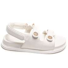 Sandales platos y novia doble con botones decorativos e imprimé fantaisie - Blanco - Ver 3