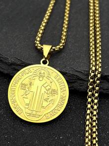 圣贝尼托吊坠项链，男士不锈钢蛇骨链项链，男女皆宜的时尚配饰，情侣礼物 - 項鍊 - 查看 11