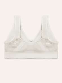 Sujetador deportivo para mujer talla grande a prueba de choques, transpirable, con tirantes anchos, desmontable con acolchado y espalda en U para yoga y espalda de tirante
