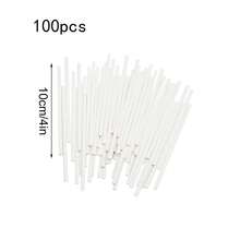 100pcs White Paper Lollipop Sticks, Baking DIY Handmade Starry Sky Cake Sign Paper Sticks, Perfect For Kitchen Table, Fruit Salad, Candy Decoration, For Birthday Party, Valentine Day, Graduation, Wedding